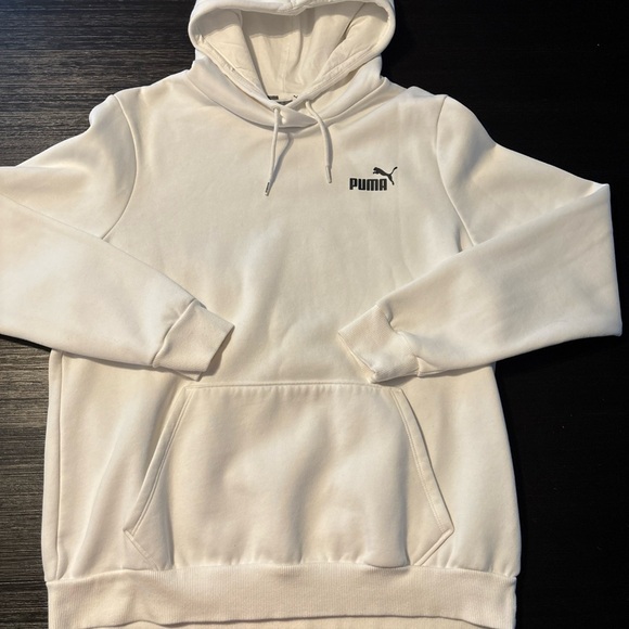 Puma Tops - Basic White PUMA Hoodie Sweatshirt Women’s Size XL Black Logo NWOT Pullover Top
